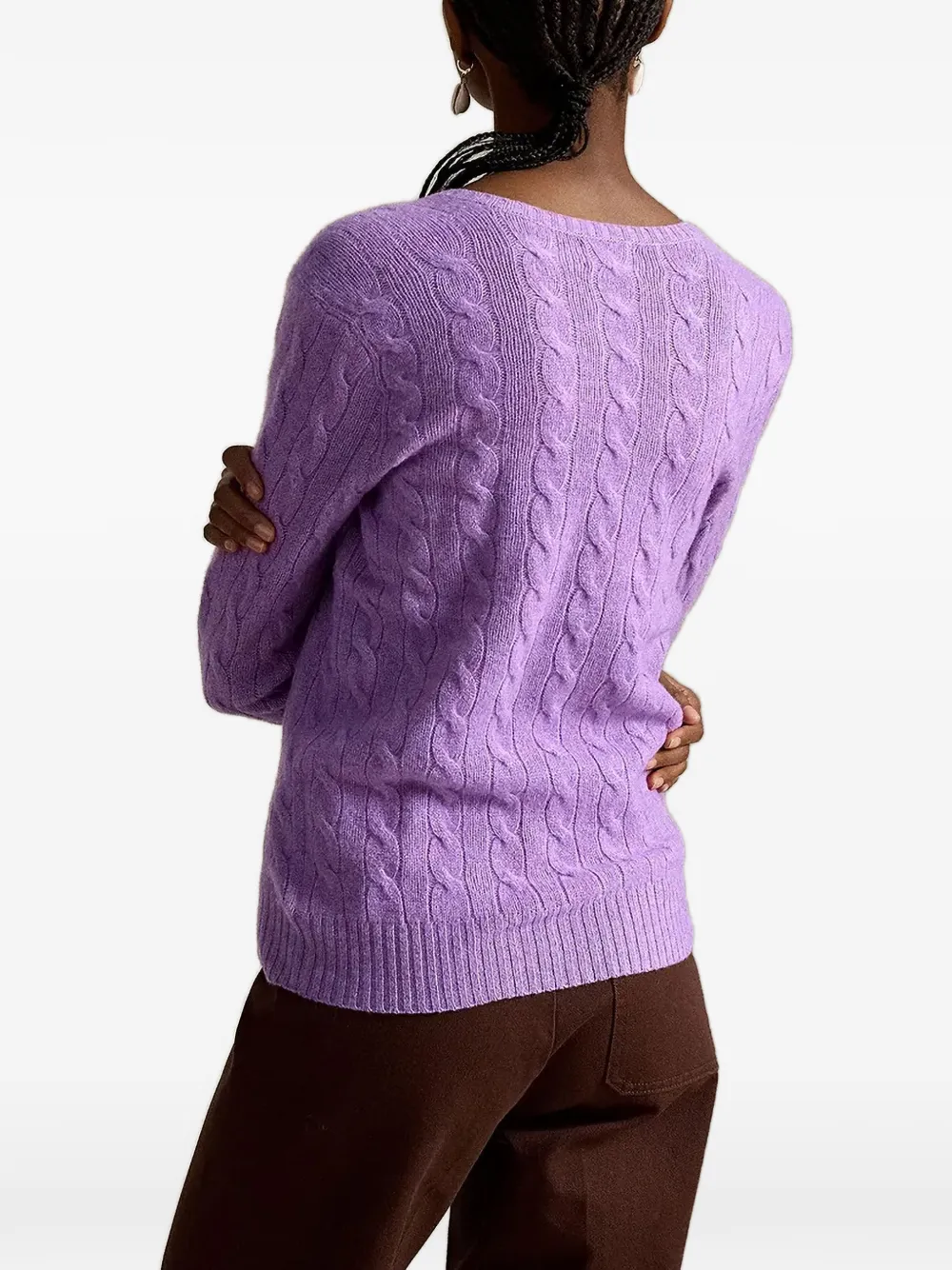 Polo Ralph Lauren Kabelgebreide trui met V-hals Paars