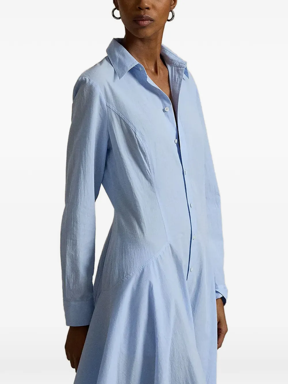 Polo Ralph Lauren Cotton Paneled Shirtdress In Blue