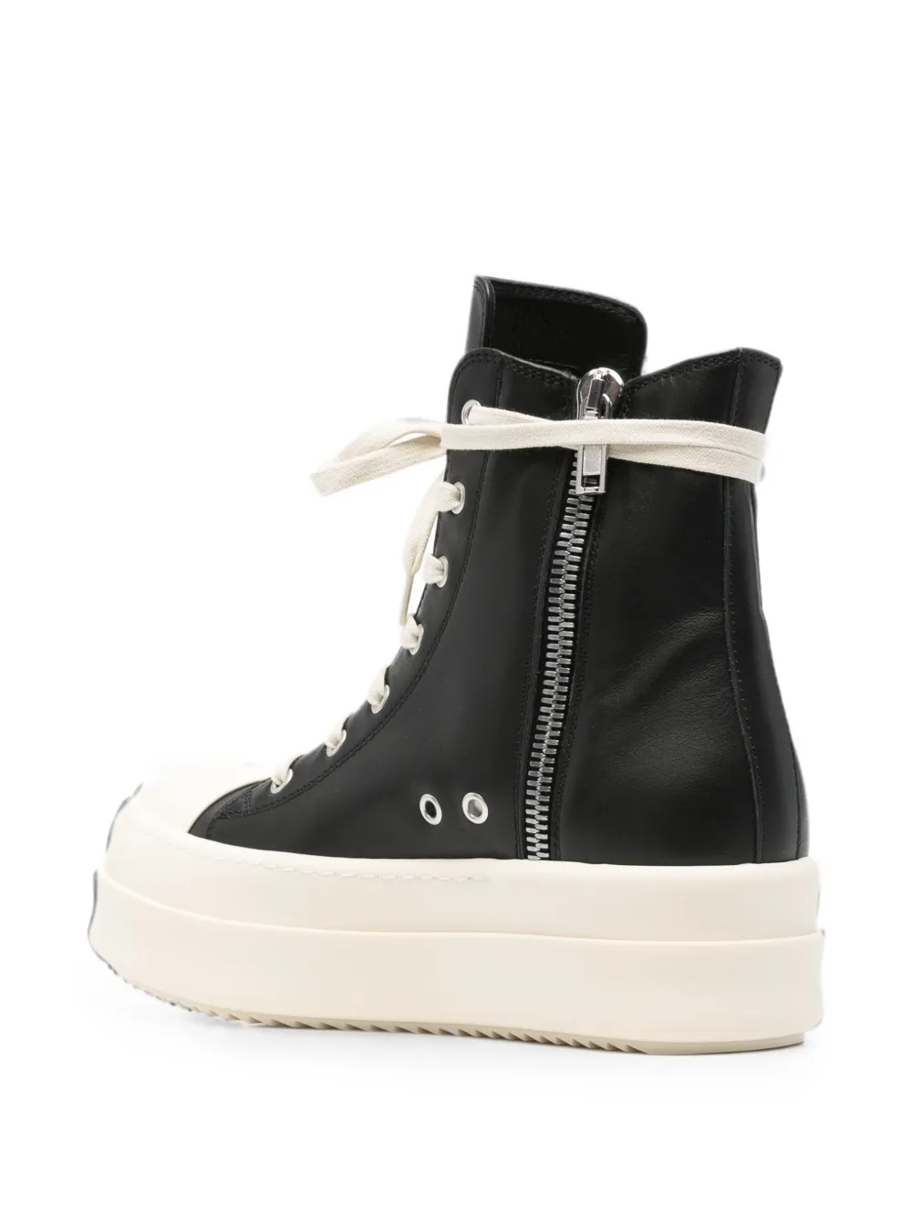 Rick Owens leather high-top sneakers Zwart