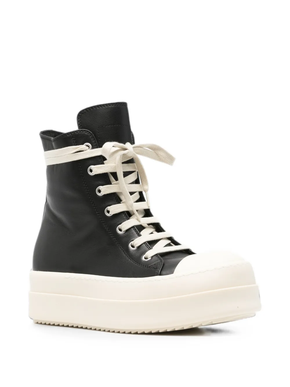 Rick Owens leather high-top sneakers Zwart