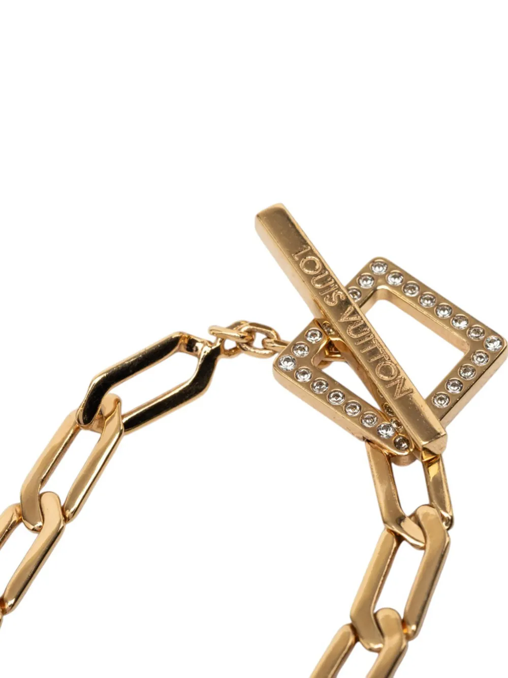Louis Vuitton Pre-owned 2010 Gold Plated Crystal Flower Power Necklace Costume Necklace, view 5