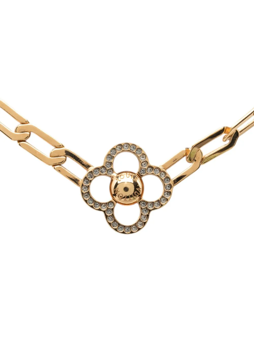 Louis Vuitton Pre-owned 2010 Gold Plated Crystal Flower Power Necklace Costume Necklace, view 2