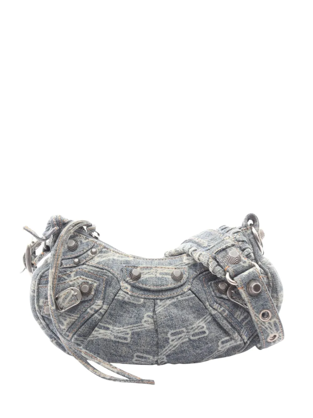 Balenciaga Pre-Owned 2018-2026 mini BB Le Cagole Satchel-Tasche aus Denim mit Monogramm - Blau