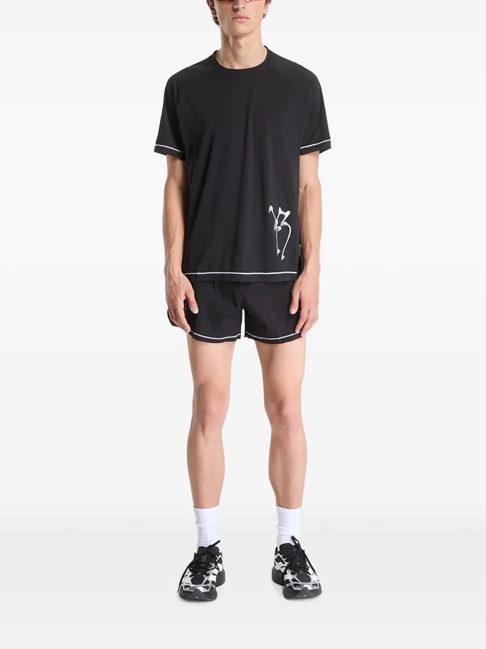 Y-3 logo-print T-shirt Zwart