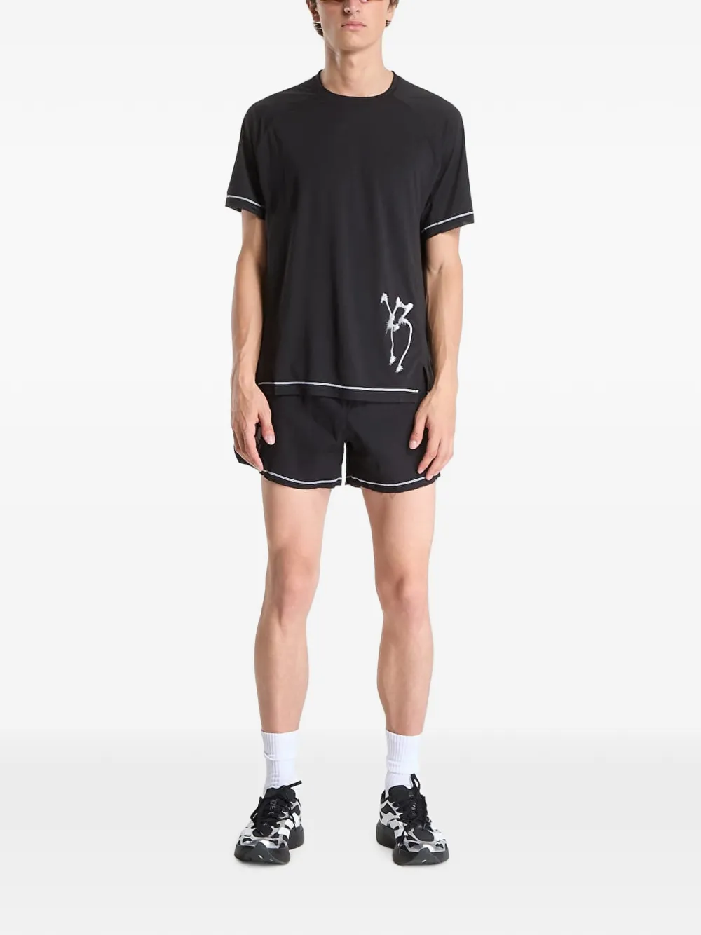 Y-3 Chito shorts met zijsplit en grafische print Zwart