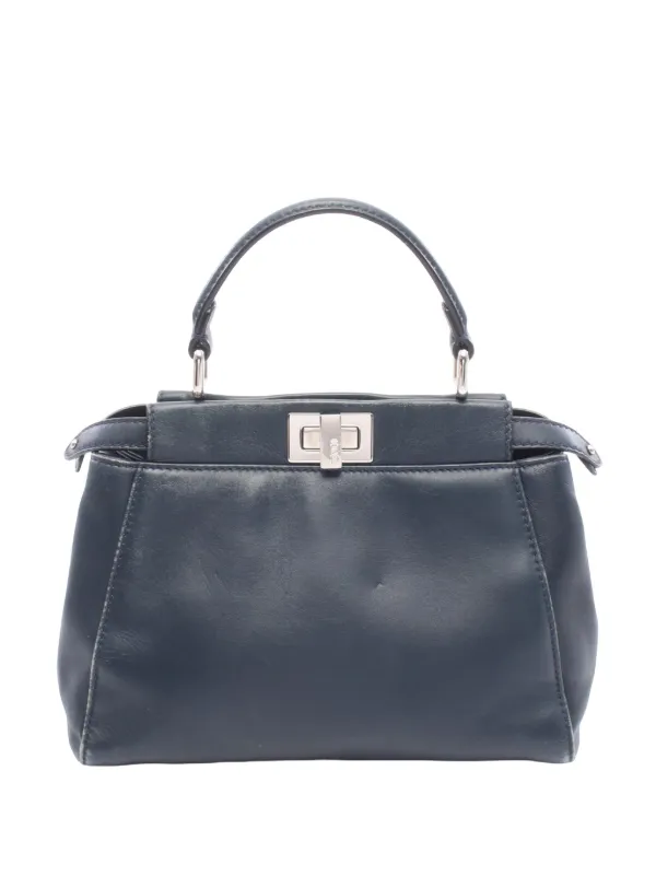 Fendi Pre-owned 2000-2010 Mini Leather Iconic Peekaboo Satchel in Blue