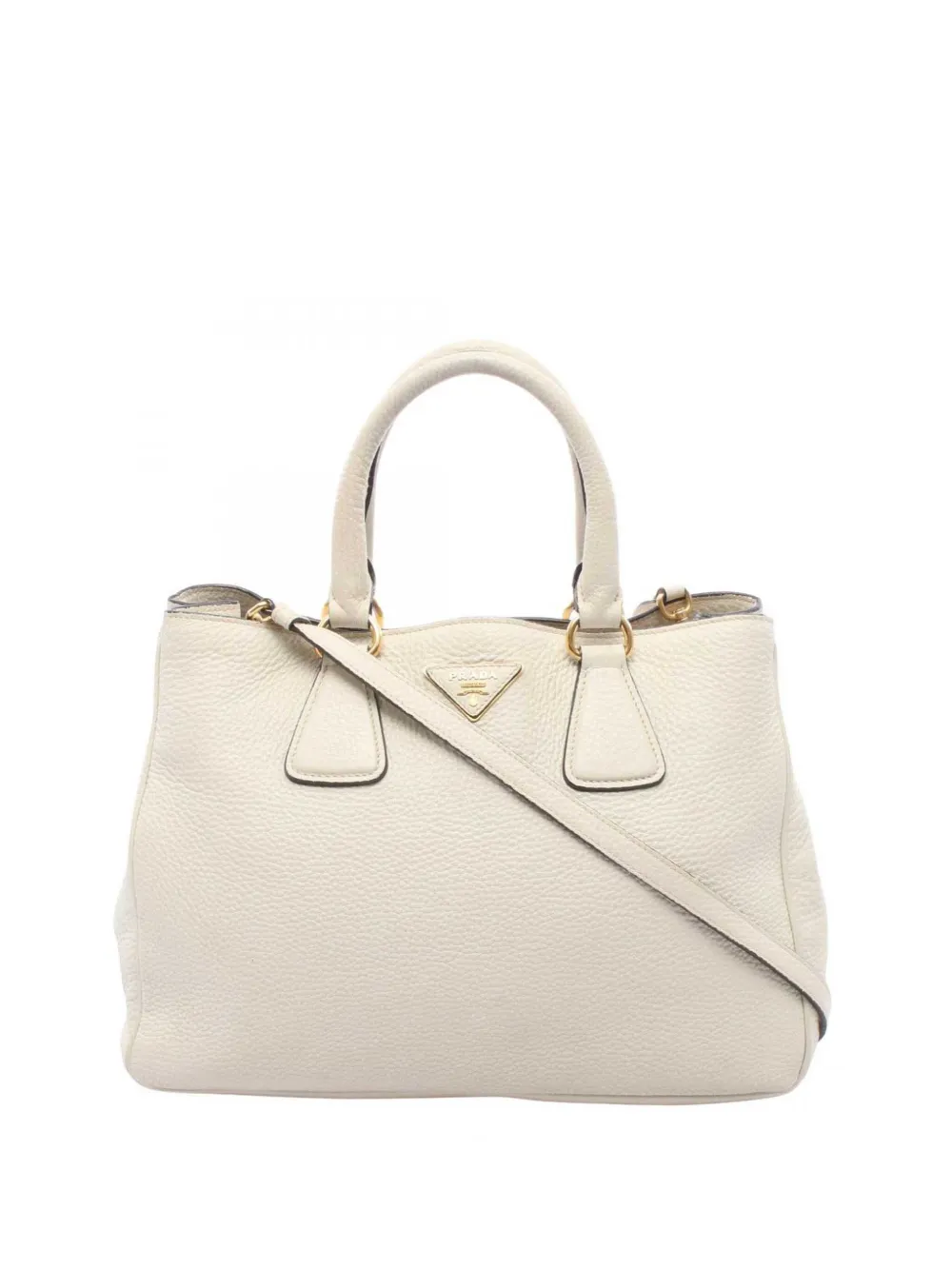 Prada Pre-Owned 2013-2026 Vitello Daino Double Zip Convertible Tote satchel - White