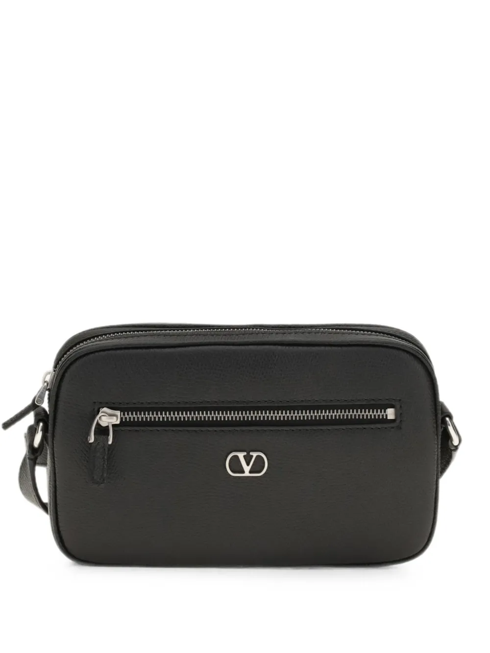 Valentino Garavani VLogo Signature leather messenger bag - Nero