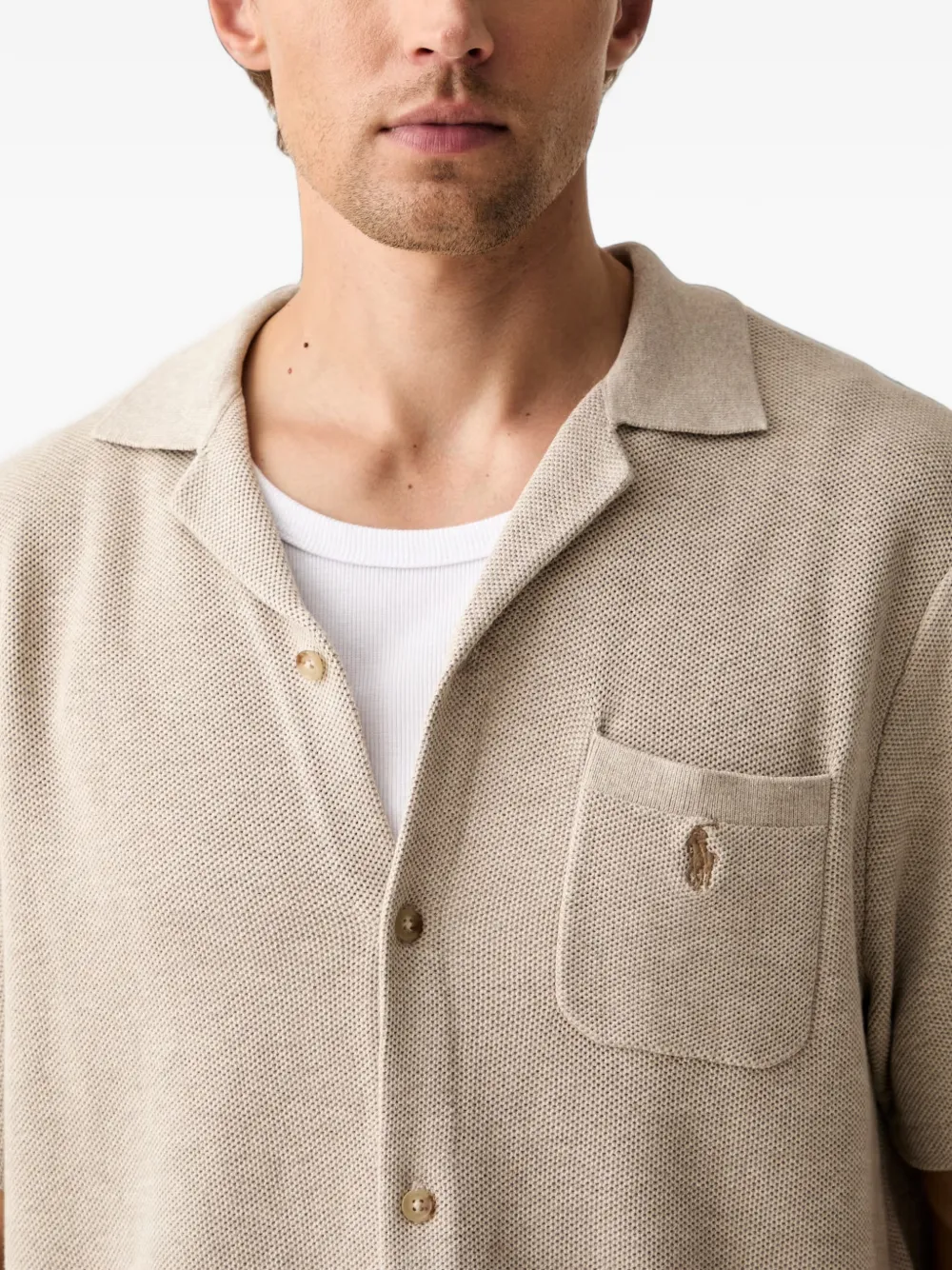 Polo Ralph Lauren Overhemd met camp-kraag en ponypatroon Beige