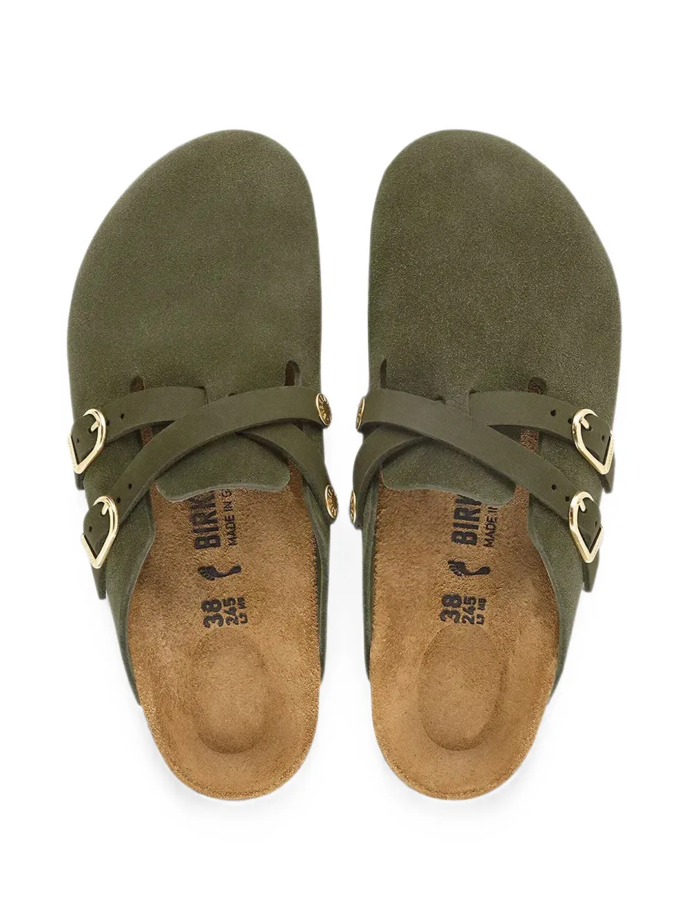 Birkenstock buckle-fastening suede sandals Groen