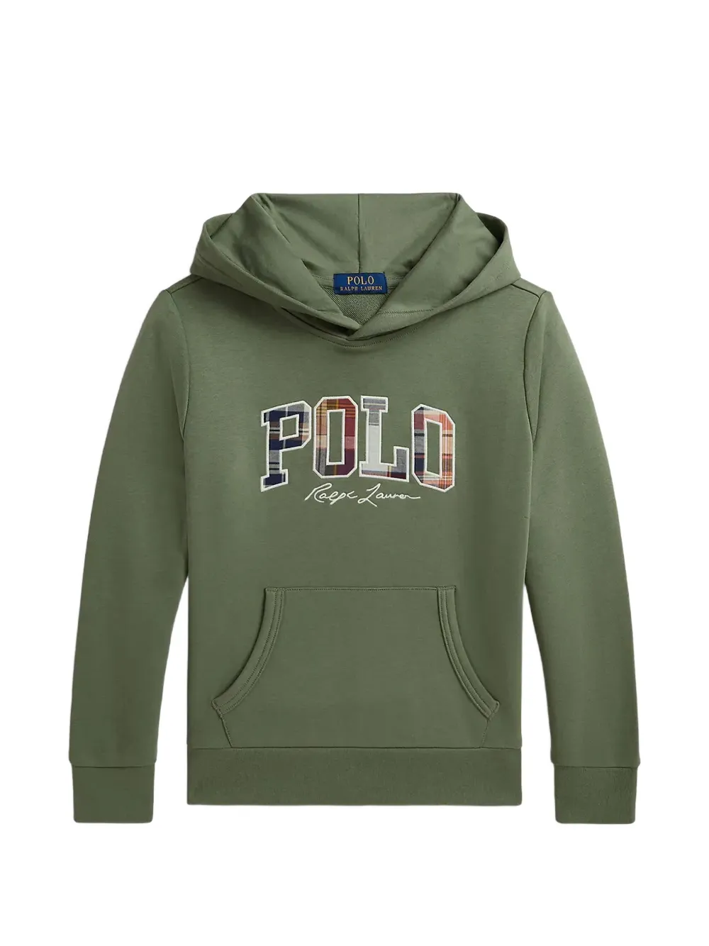 POLO RALPH LAUREN KIDS Madras logo-patchwork hoodie - Verde