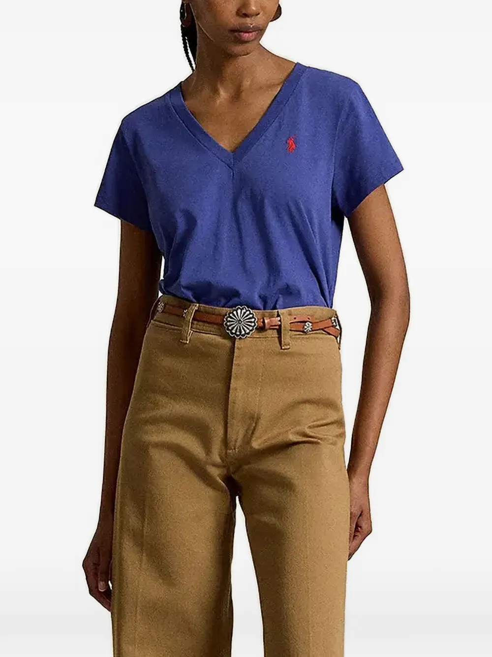 Polo Ralph Lauren logo-embroidered V-neck T-shirt - Blu