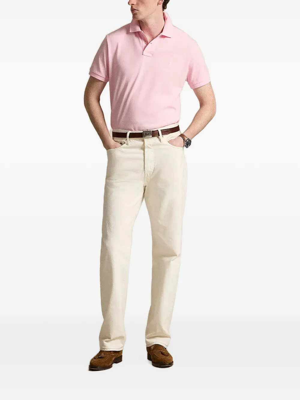 Polo Ralph Lauren Piqué gebreid poloshirt met geborduurd logo Roze