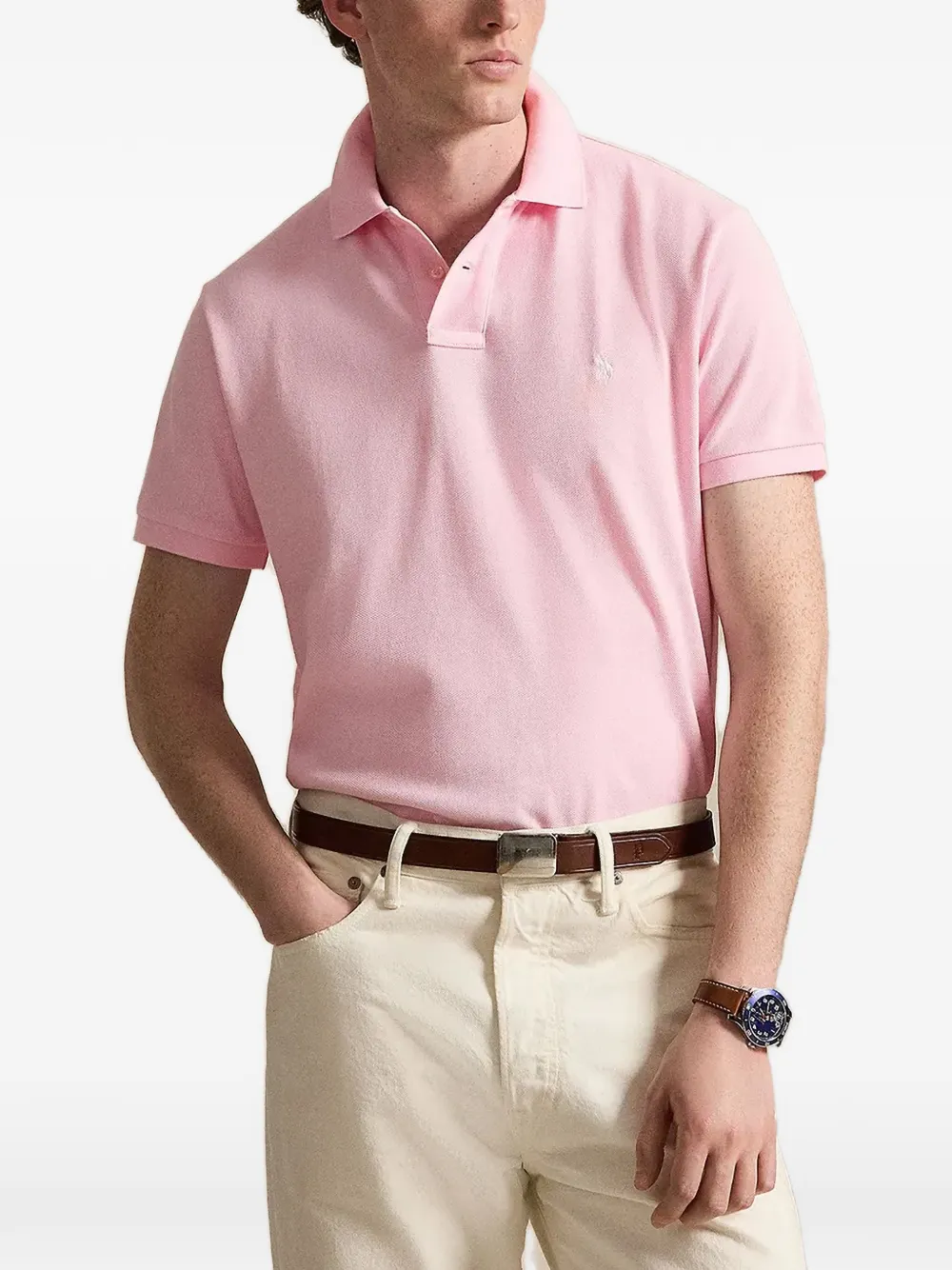 Polo Ralph Lauren logo-embroidered piqué-knit polo shirt - Rosa