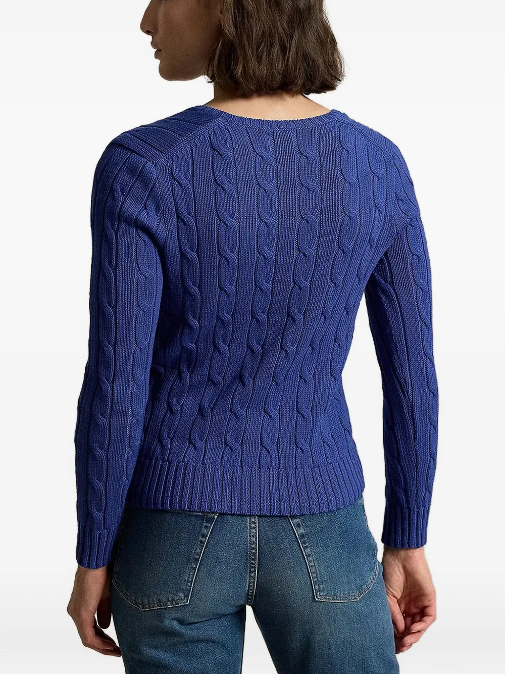 Polo Ralph Lauren Kabelgebreide trui met V-hals Blauw