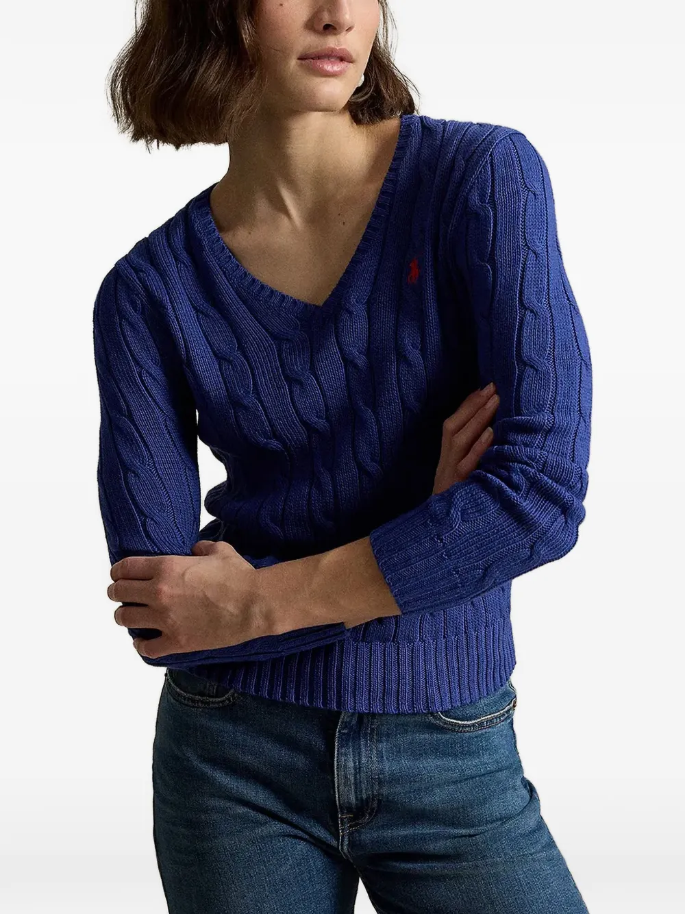 Polo Ralph Lauren cable-knit V-neck sweater - Blu