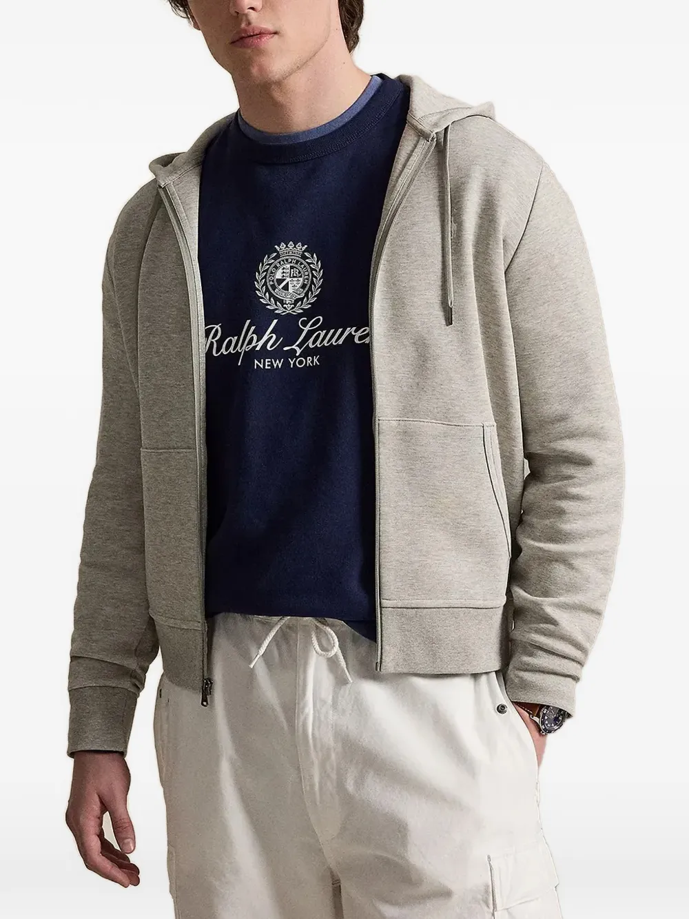 Polo Ralph Lauren logo-embroidered zip-up hoodie - Grigio