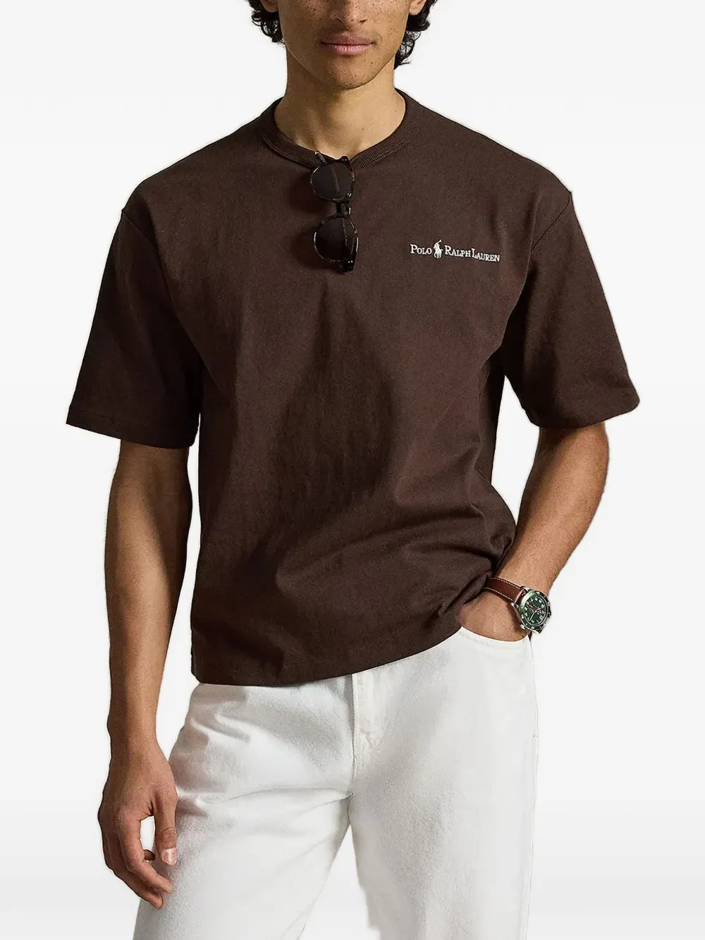 Polo Ralph Lauren logo-embroidered T-shirt - Marrone