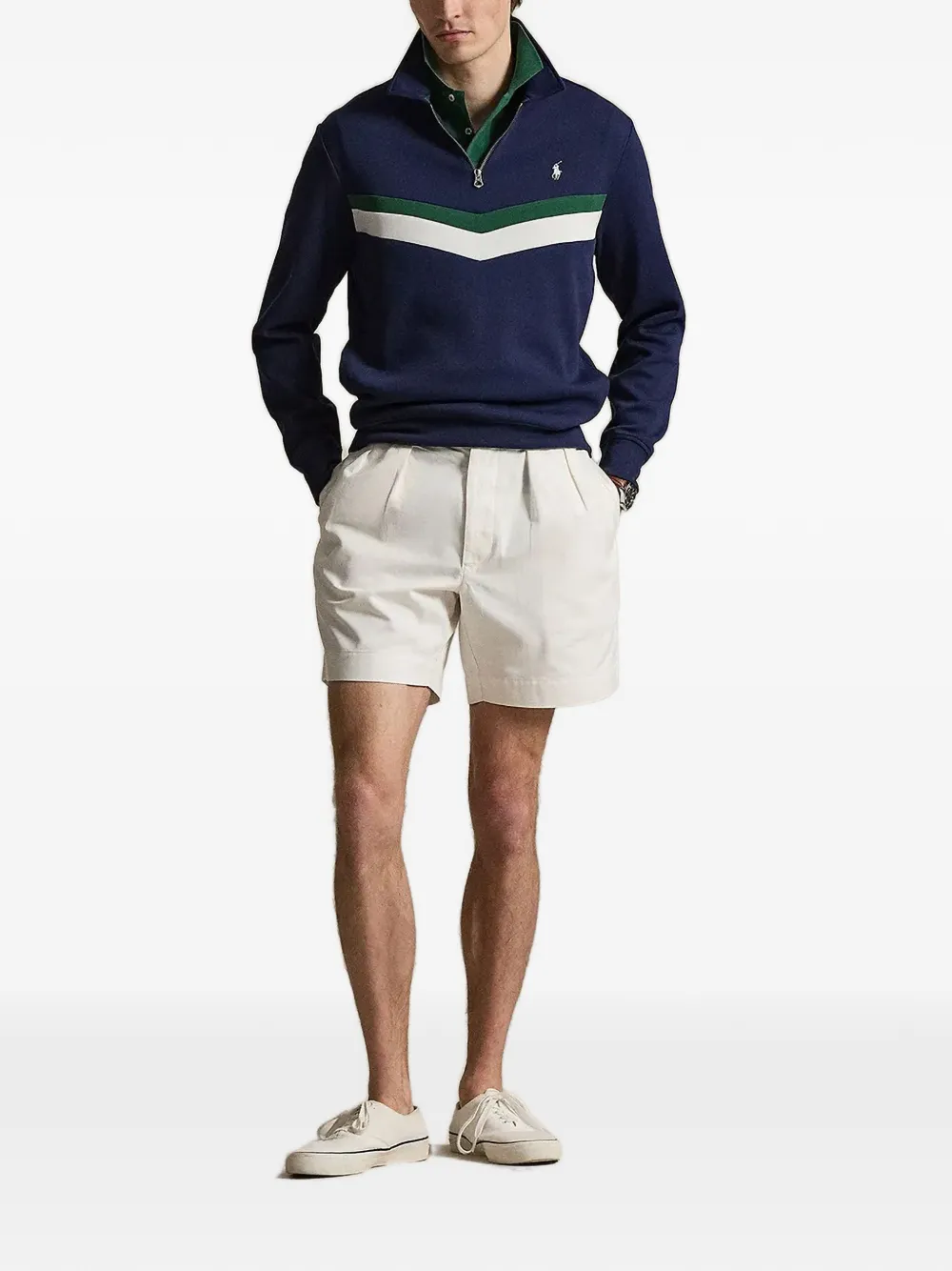 Polo Ralph Lauren Poloshirt met chevron-streep en kwartrits Blauw