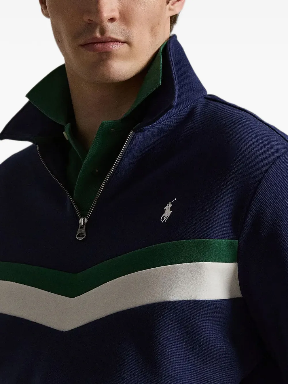 Polo Ralph Lauren Poloshirt met chevron-streep en kwartrits Blauw