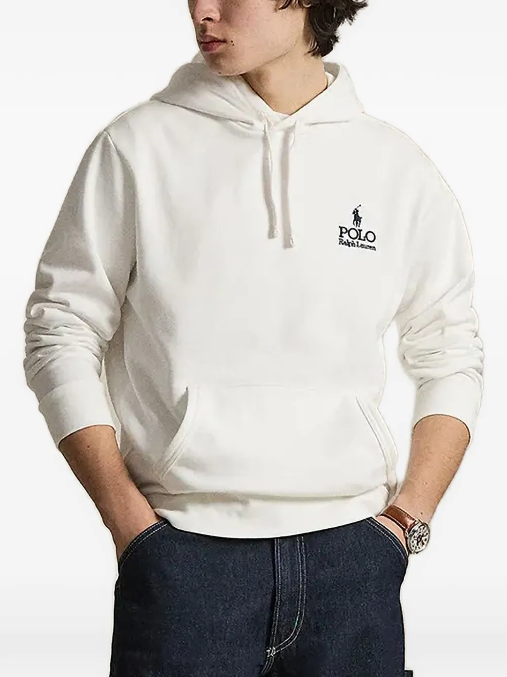 Polo Ralph Lauren logo-embroidered drawstring hoodie - Bianco