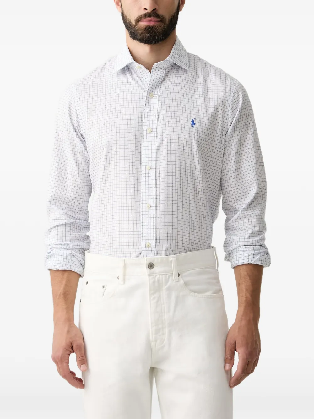 Polo Ralph Lauren check-print logo-embroidered shirt - Bianco