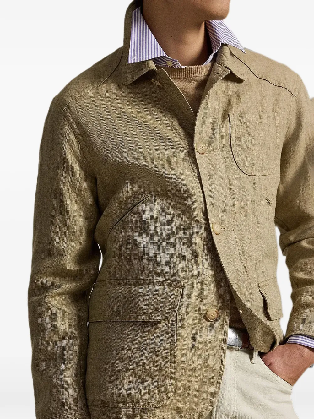 Polo Ralph Lauren Jack met visgraat-patroon en knopen Beige