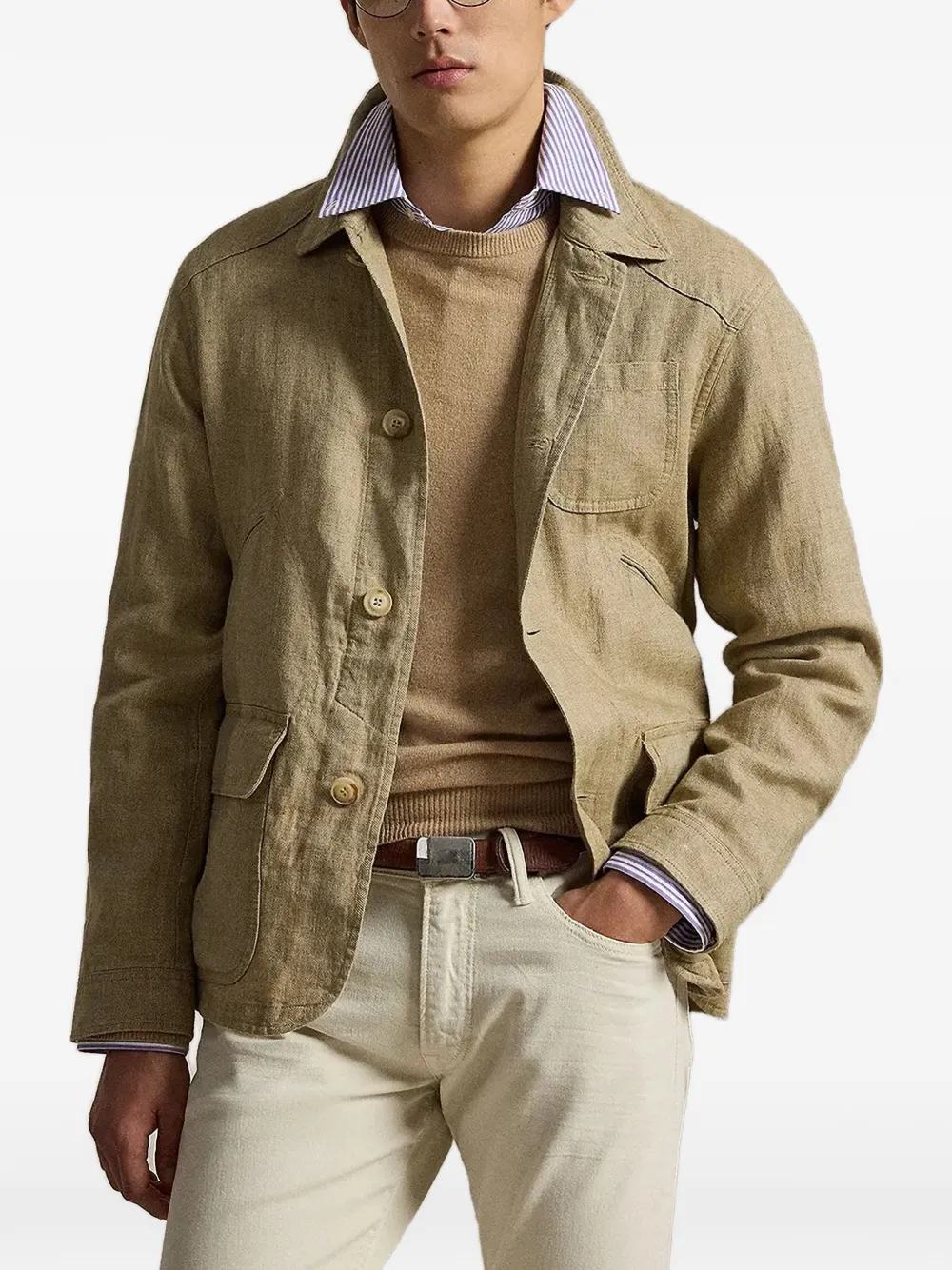 Polo Ralph Lauren herringbone-weave button-up jacket - Toni neutri