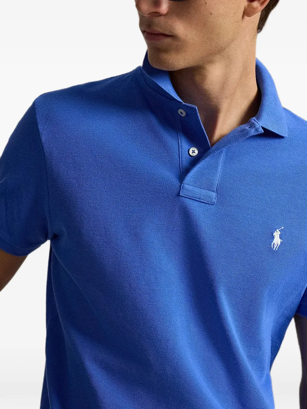 Polo Ralph Lauren Piqué gebreid poloshirt met geborduurd logo Blauw