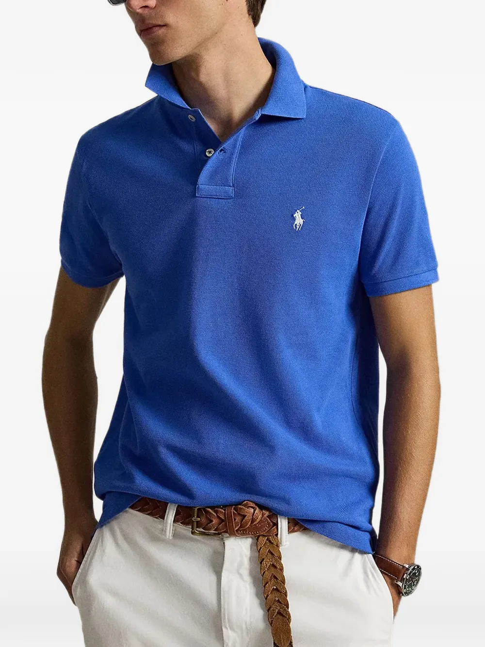 Polo Ralph Lauren logo-embroidered piqué-knit polo shirt - Blu