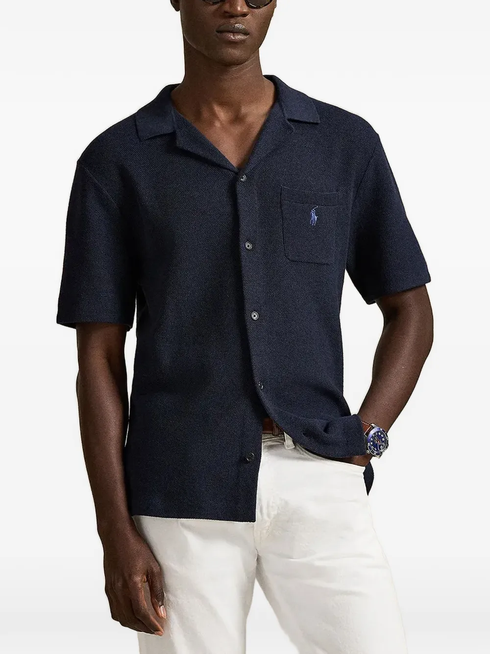 Polo Ralph Lauren logo-embroidered piqué shirt - Blu