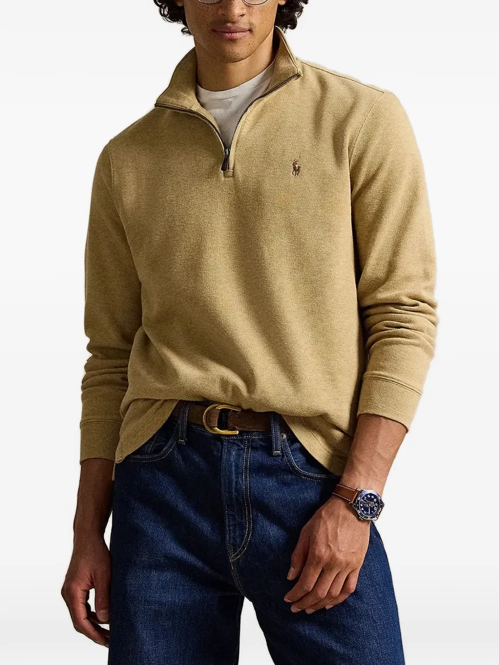 Polo Ralph Lauren logo-embroidered quarter-zip sweater - Toni neutri