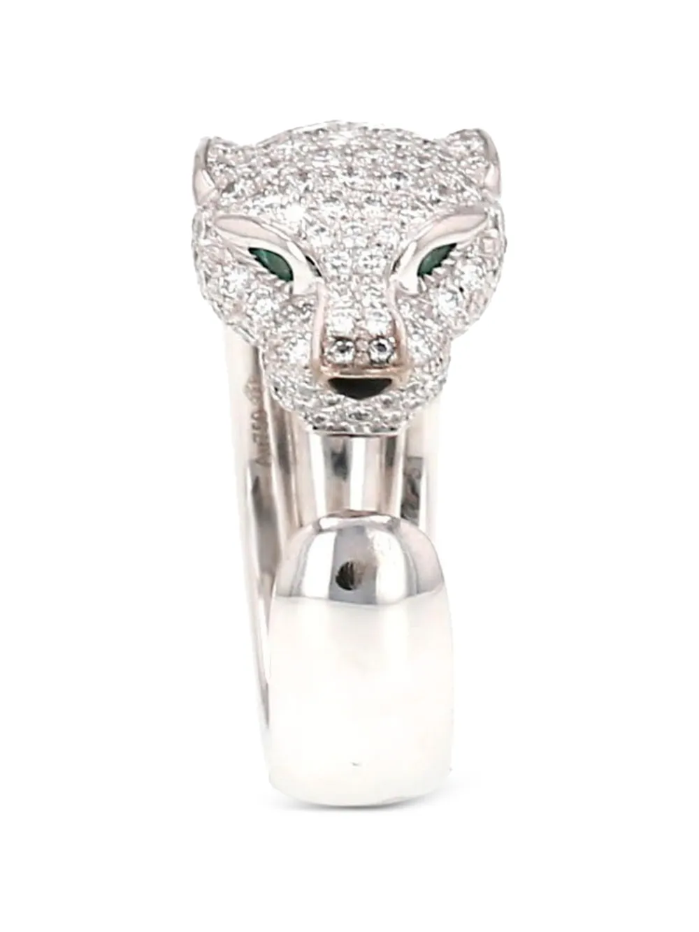 Cartier 2020's 팬더 다이아몬드 앤 에메랄드 링 | 실버 톤 | Image 1