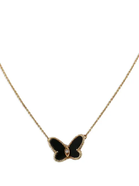 Van Cleef & Arpels Pre-Owned 1970s onyx and diamond butterfly necklace