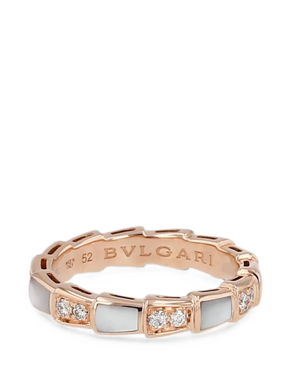 Bvlgari Pre-Owned 2020 Serpenti Viper mother-of-pearl and diamond ring - Rosa