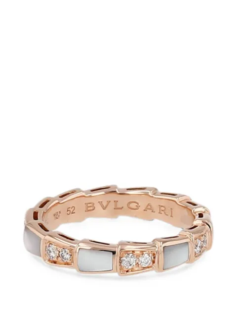 Bvlgari Pre-Owned 2020 Serpenti Viper mother-of-pearl and diamond ring