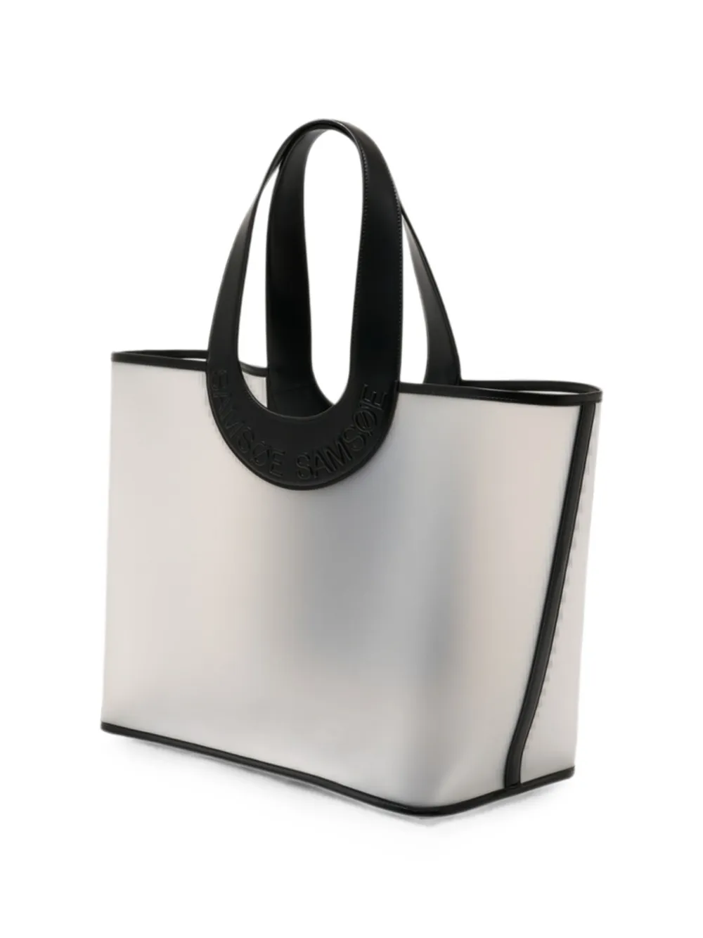 SAMSOE Saberta Beach shopper met logo-reliëf Wit