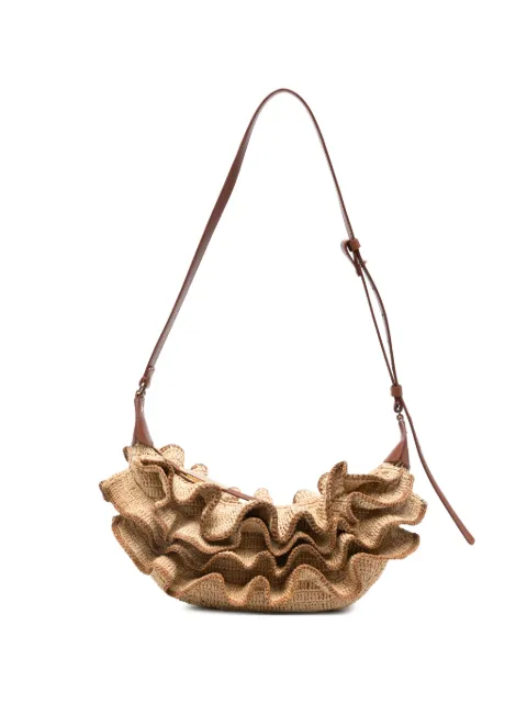 ZIMMERMANN Goldentime ruffled woven shoulder bag