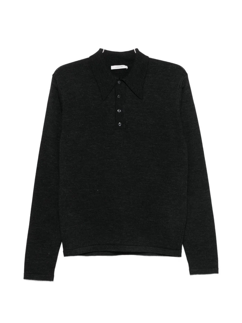 Lemaire Long-sleeve Polo Sweater In Black