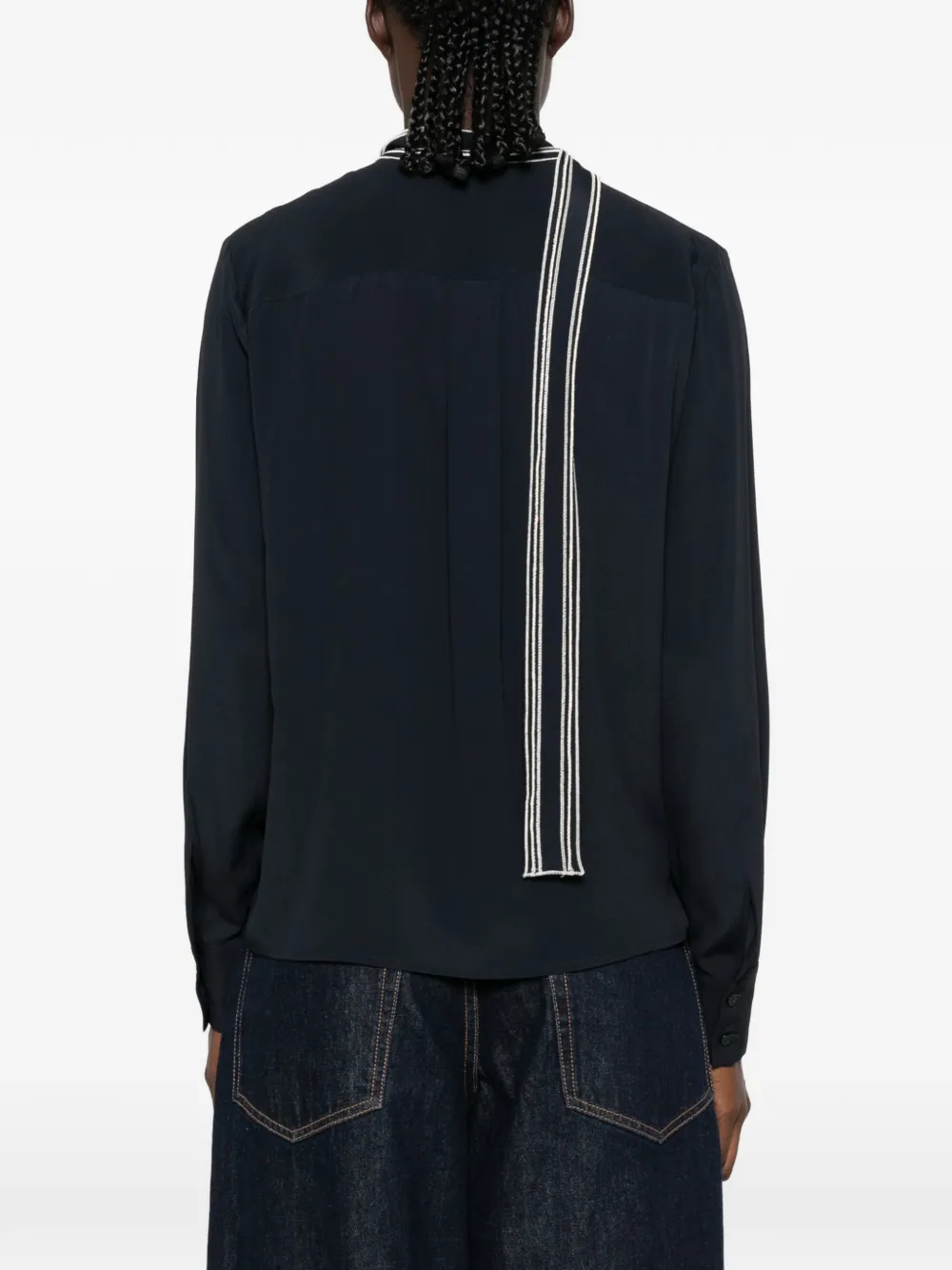 Fabiana Filippi striped-trim long-sleeve shirt Blauw