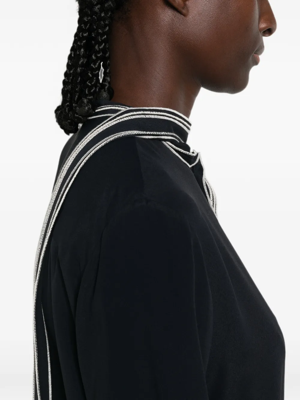Fabiana Filippi striped-trim long-sleeve shirt Blauw