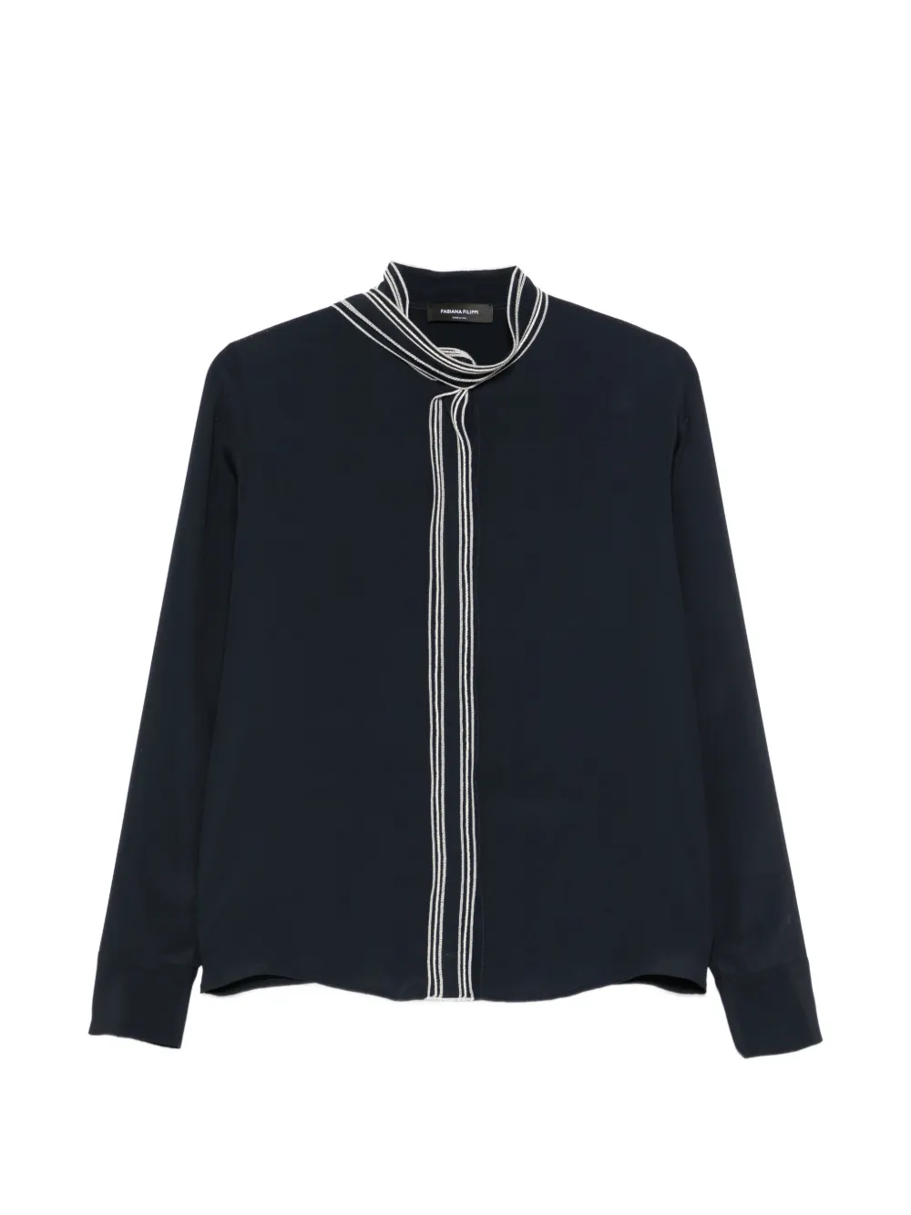 Fabiana Filippi striped-trim long-sleeve shirt - Blue