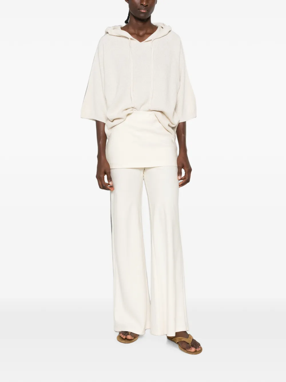 Fabiana Filippi Hoodie met korte mouwen Beige