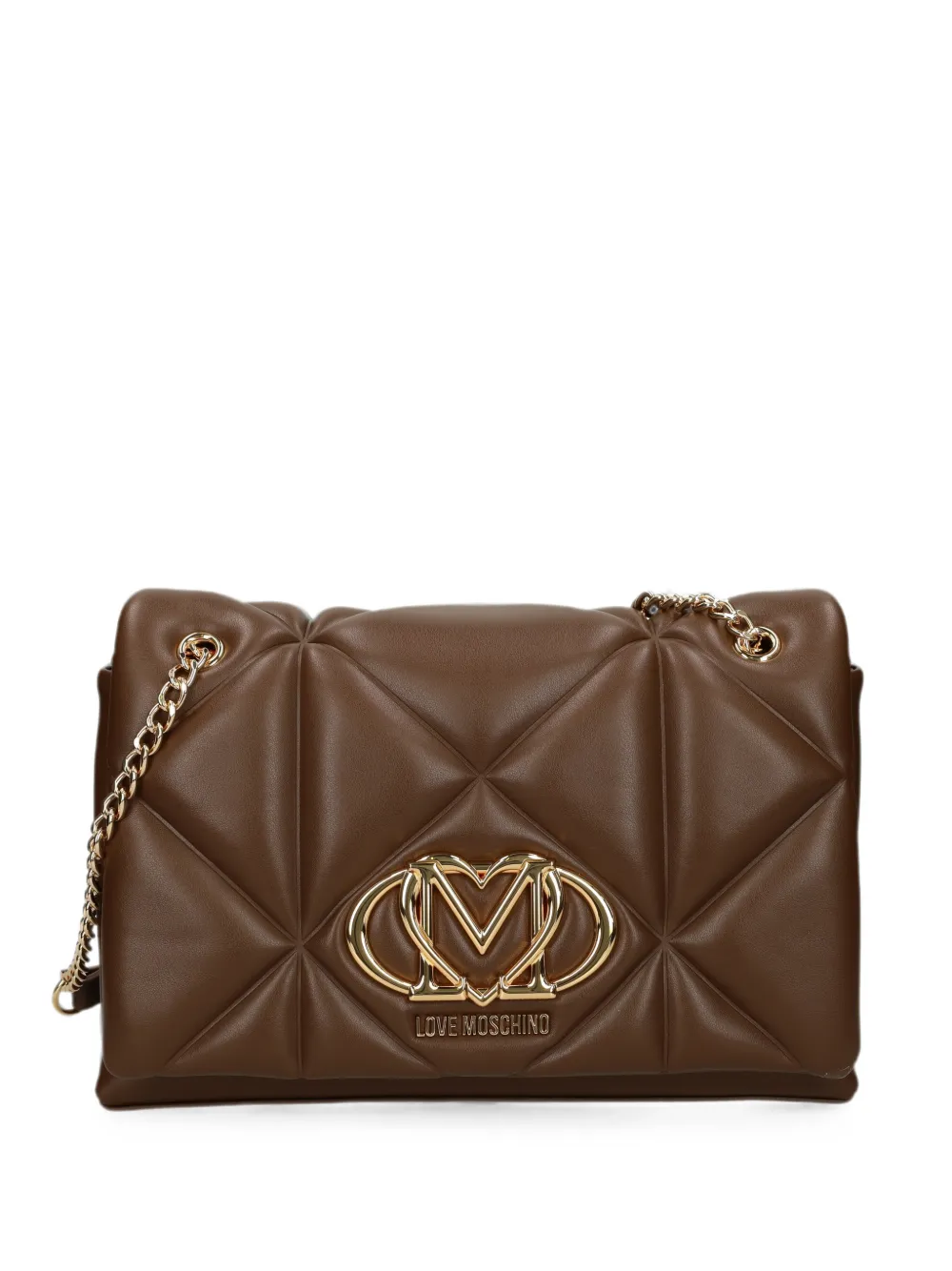 Love Moschino Borsa a spalla con placca logo - Marrone