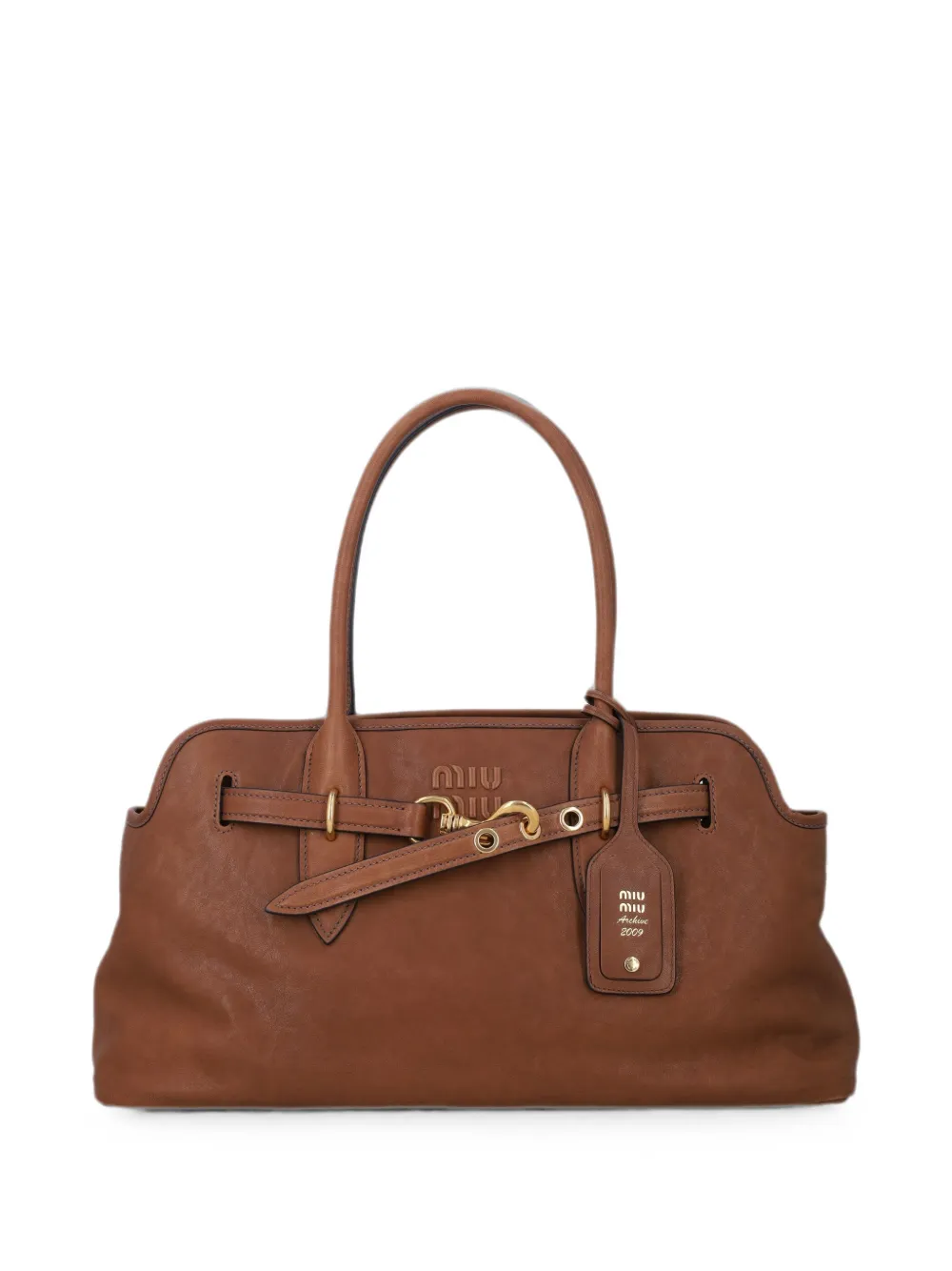 Miu Miu large Aventure napa leather tote bag - Marrone