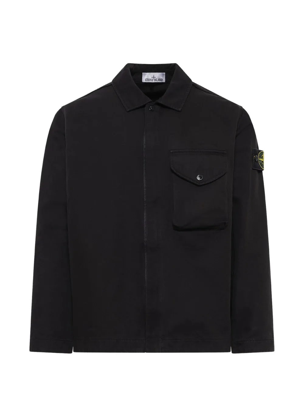 Stone Island 1200001 dense cotton twill shirt in black