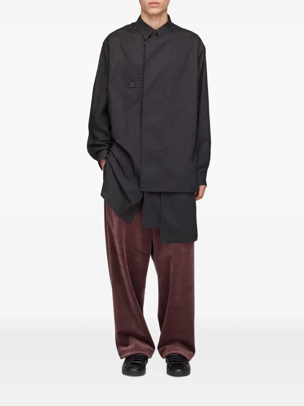 Y-3 Adaptive asymmetrisch overhemd Zwart