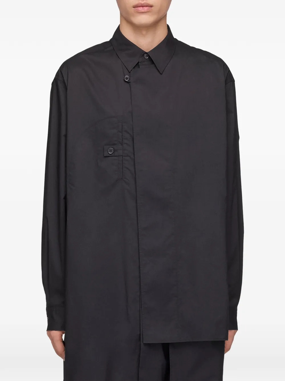 Y-3 Adaptive asymmetrisch overhemd Zwart