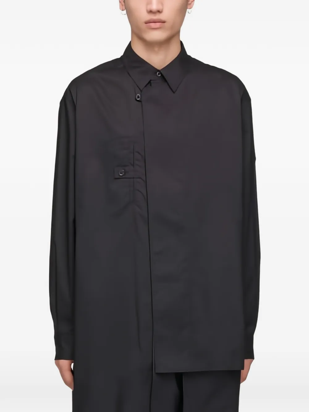 Y-3 Adaptive asymmetrisch overhemd Zwart