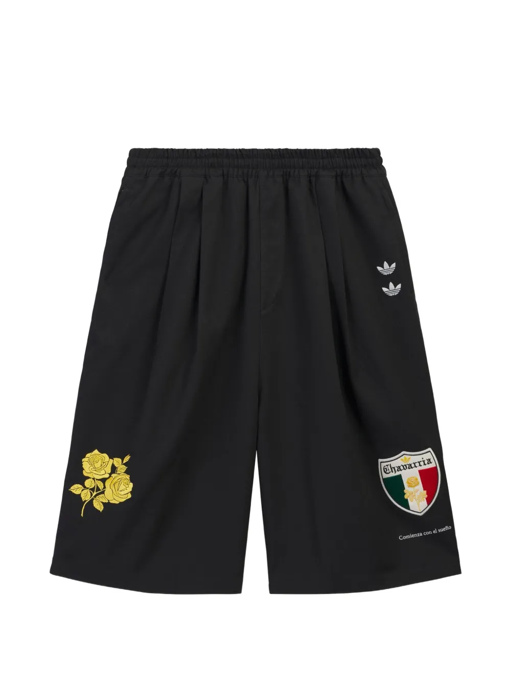 Willy Chavarria x Adidas logo-patch twill shorts - Black